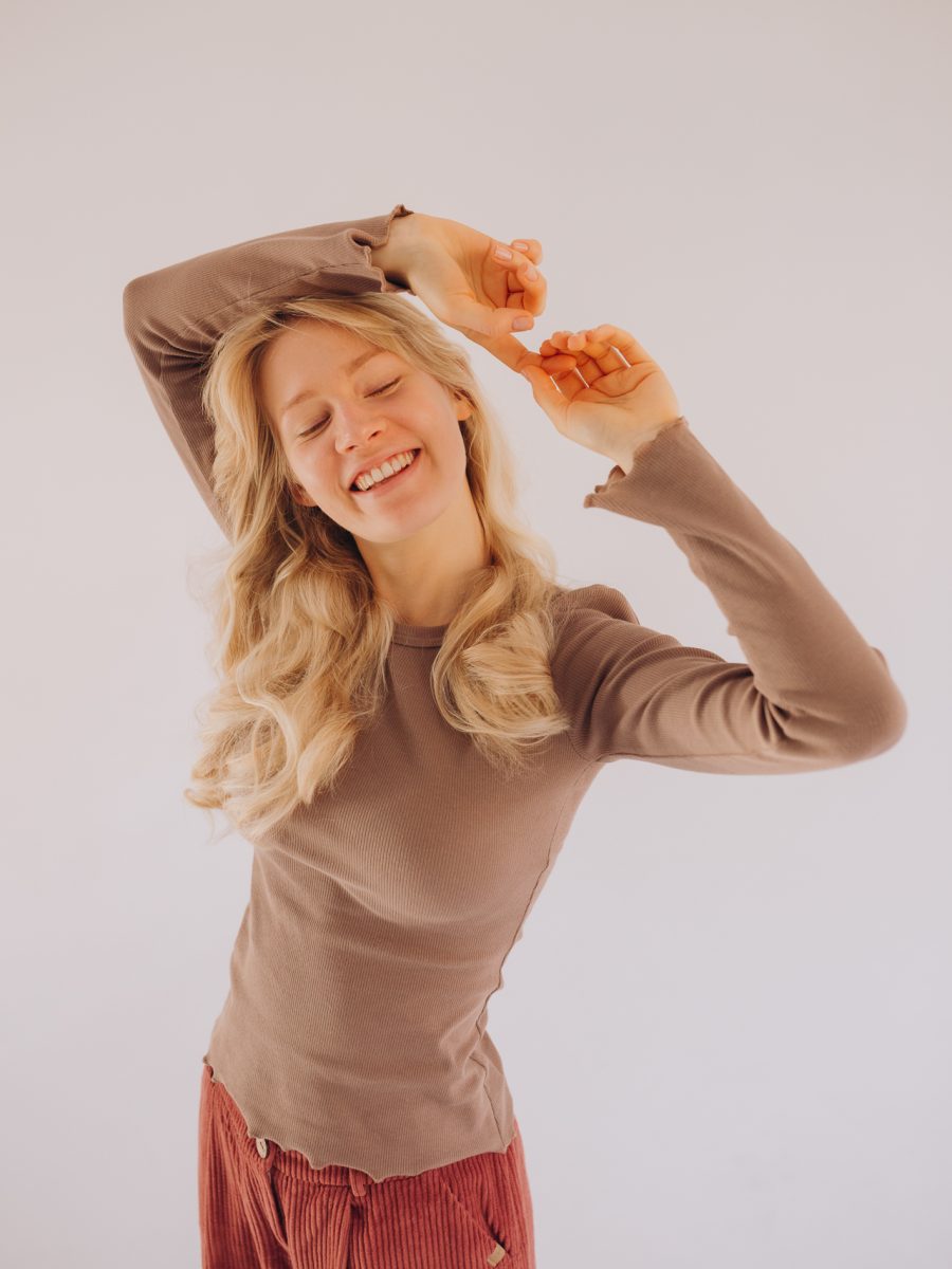 longsleeve z dzianiny w prążek