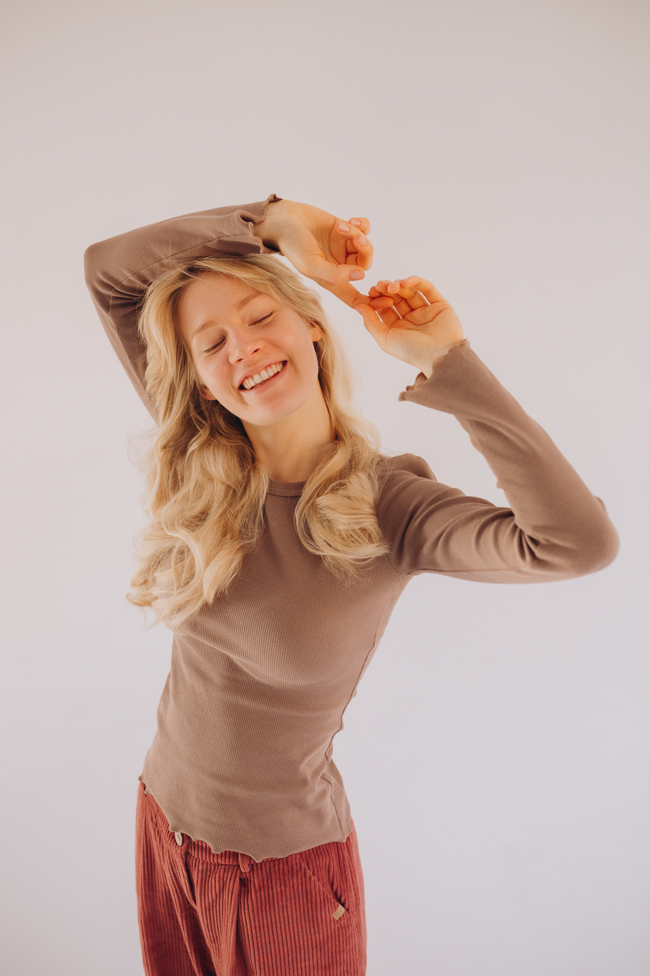 longsleeve z dzianiny w prążek