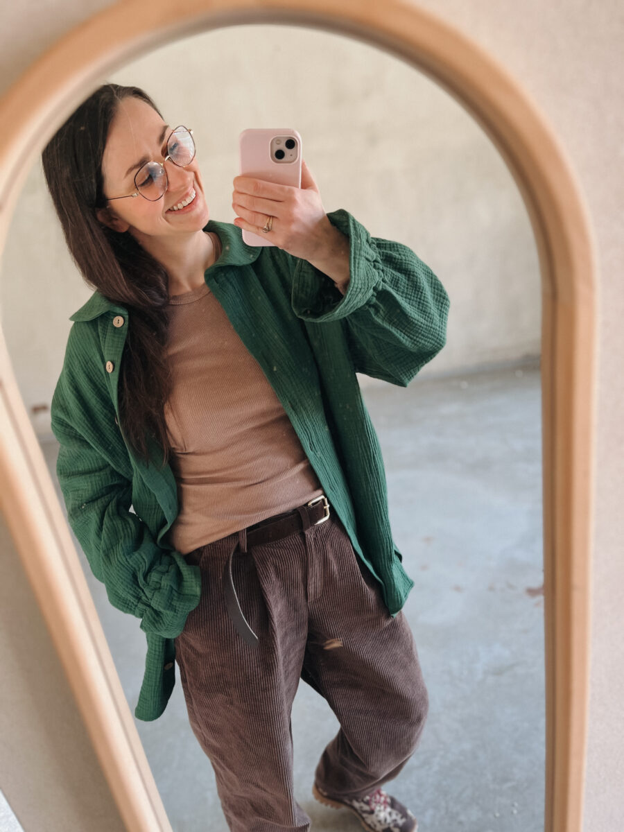 zielona koszula muślinowa